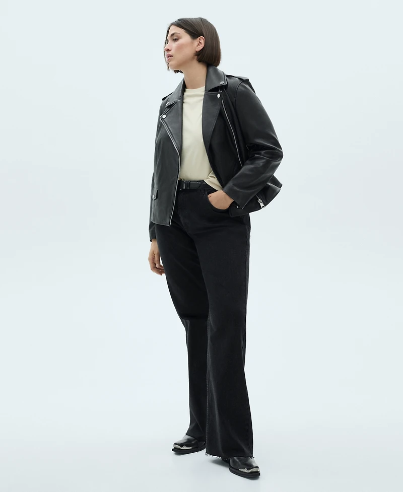 Mango Women's Leather Biker Jacket