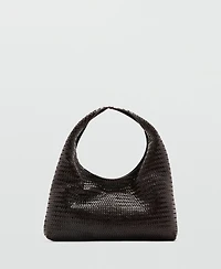 Mango Women's Braided Leather Shoulder Bag