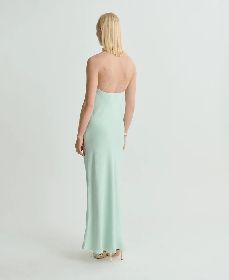 Mango Women's Satin Halter Neck Dress