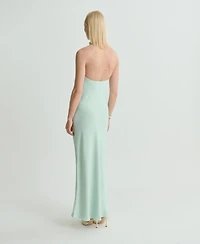 Mango Women's Satin Halter Neck Dress