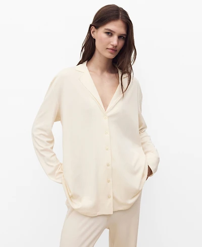Mango Women's Plain Cotton Pajama Shirt