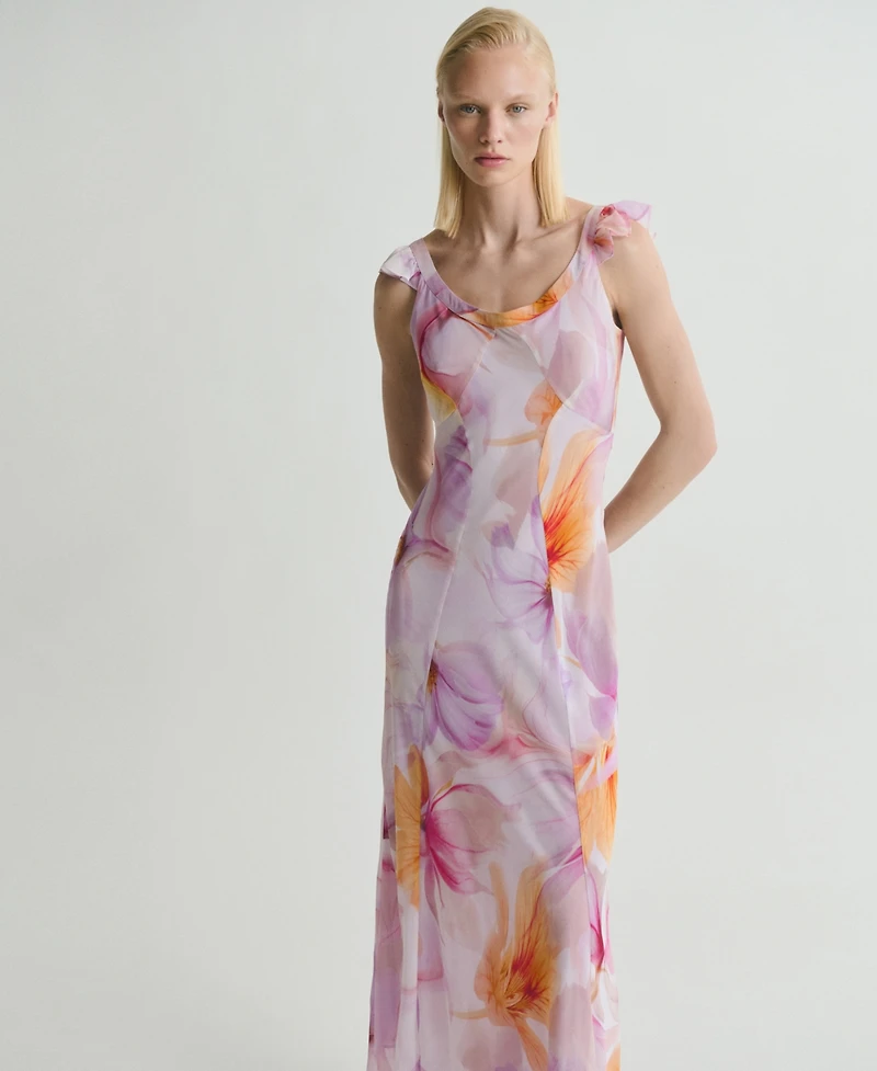 Mango Women's Ruffle Detail Floral Dress