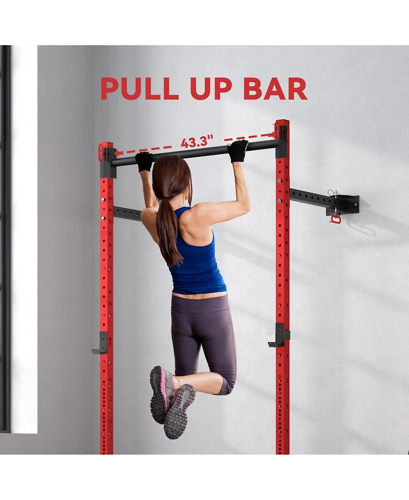 Soozier Folding Squat Rack with Pull Up Bar, 1000 Pounds Capacity