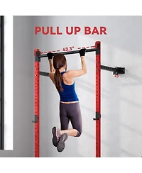 Soozier Folding Squat Rack with Pull Up Bar, 1000 Pounds Capacity