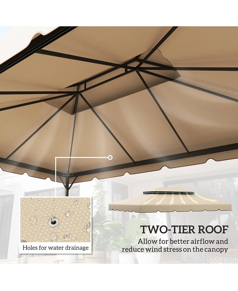 Outsunny 13' x 10' Double Roof Gazebo Replacement Canopy Top Cover