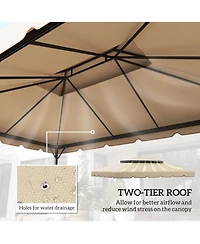 Outsunny 13' x 10' Double Roof Gazebo Replacement Canopy Top Cover