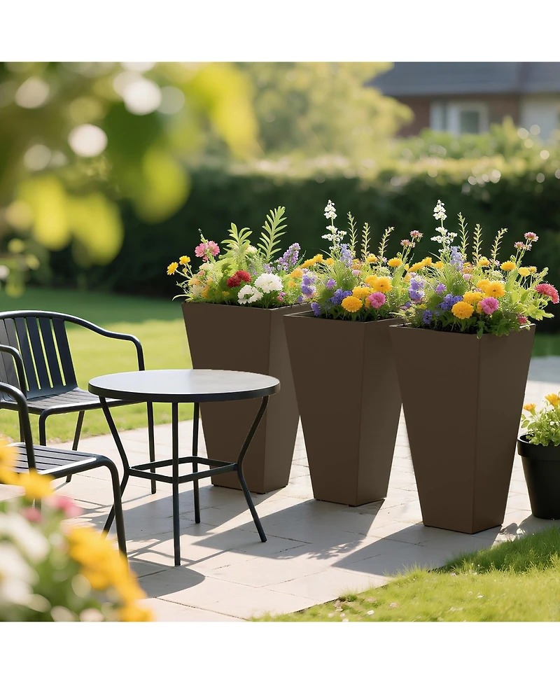 Outsunny 28" Tall Plastic Flower Pot, Set of 3