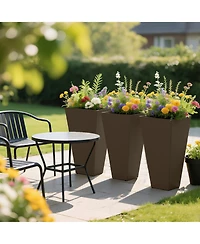 Outsunny 28" Tall Plastic Flower Pot, Set of 3