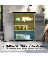 Outsunny Outdoor Storage Cabinet, Wood Garden Shed with 2