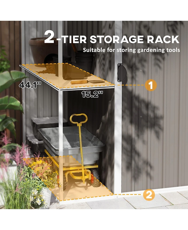 Outsunny 8 x 4ft Metal Shed, Outdoor Shed with Lock, Warm