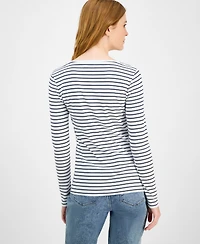 Nautica Jeans Women's Cotton Striped Scoop-Neck T-Shirt