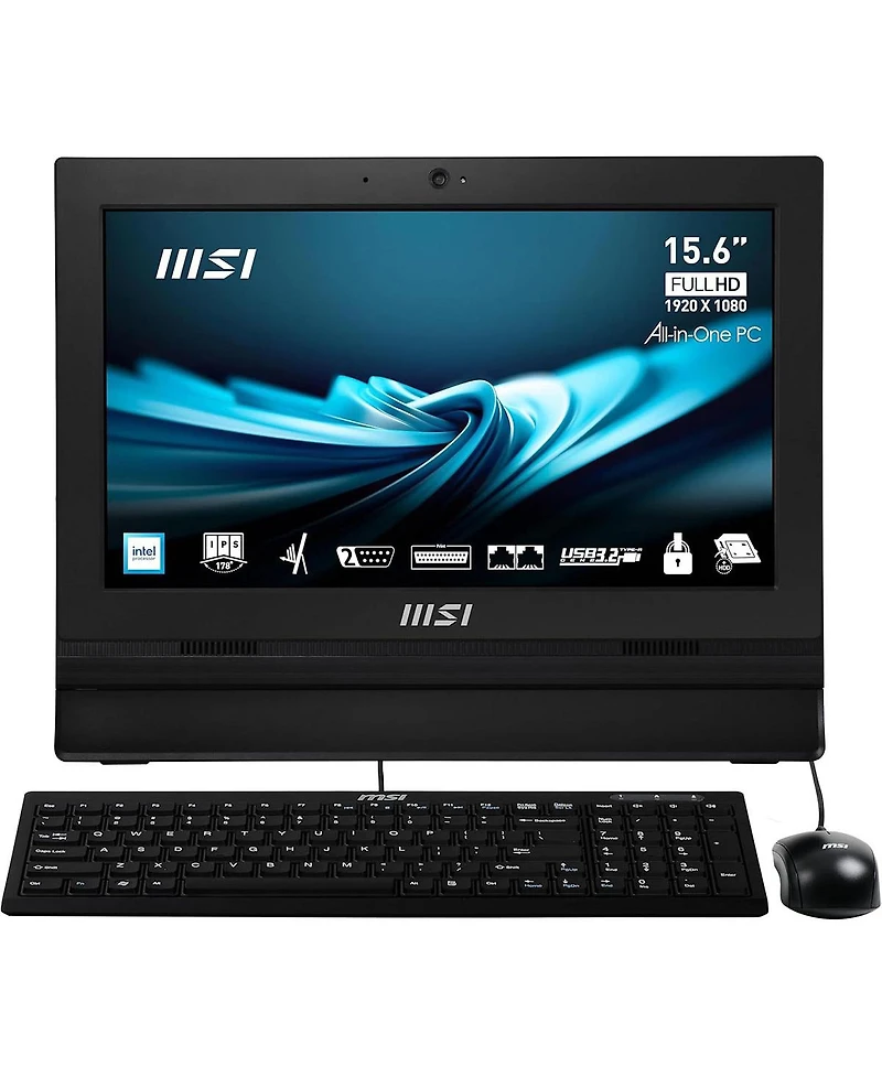 Msi Pro AP162T Adl-020US 15.6" Full Hd All-in-One Touchscreen Desktop Computer, Intel Celeron N100 0.8GHz, 4GB Ram, 128GB Ssd, Windows 11 Pro, Bl