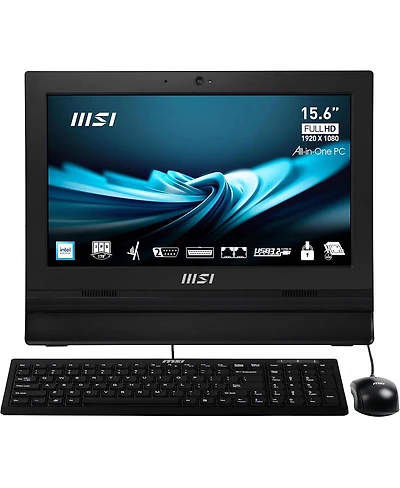 Msi Pro AP162T Adl-020US 15.6" Full Hd All-in-One Touchscreen Desktop Computer, Intel Celeron N100 0.8GHz, 4GB Ram, 128GB Ssd, Windows 11 Pro, Bl