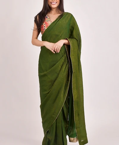 Raas Women's Brocade Pre-Pleated Saree