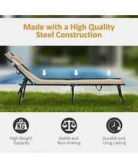 Outsunny Outdoor Folding Chaise Lounge Chair, Portable Lightweight Reclining Garden Sun Lounger with Four-Position Adjustable Backrest for Patio