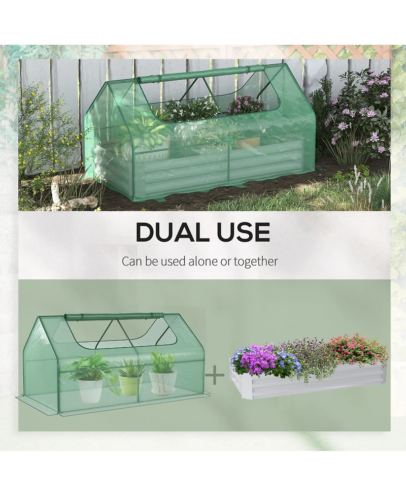 Outsunny Raised Garden Bed with Cover, Mini house,