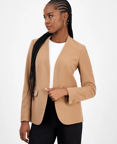 Bar Iii Women's Collarless Open-Front Bi-Stretch Blazer, Created for Macy's
