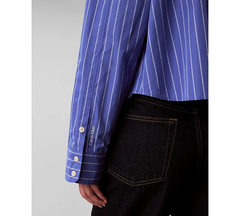 Calvin Klein Jeans Women's Stripe Boxy Cotton Crop Shirt