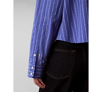 Calvin Klein Jeans Women's Stripe Boxy Cotton Crop Shirt