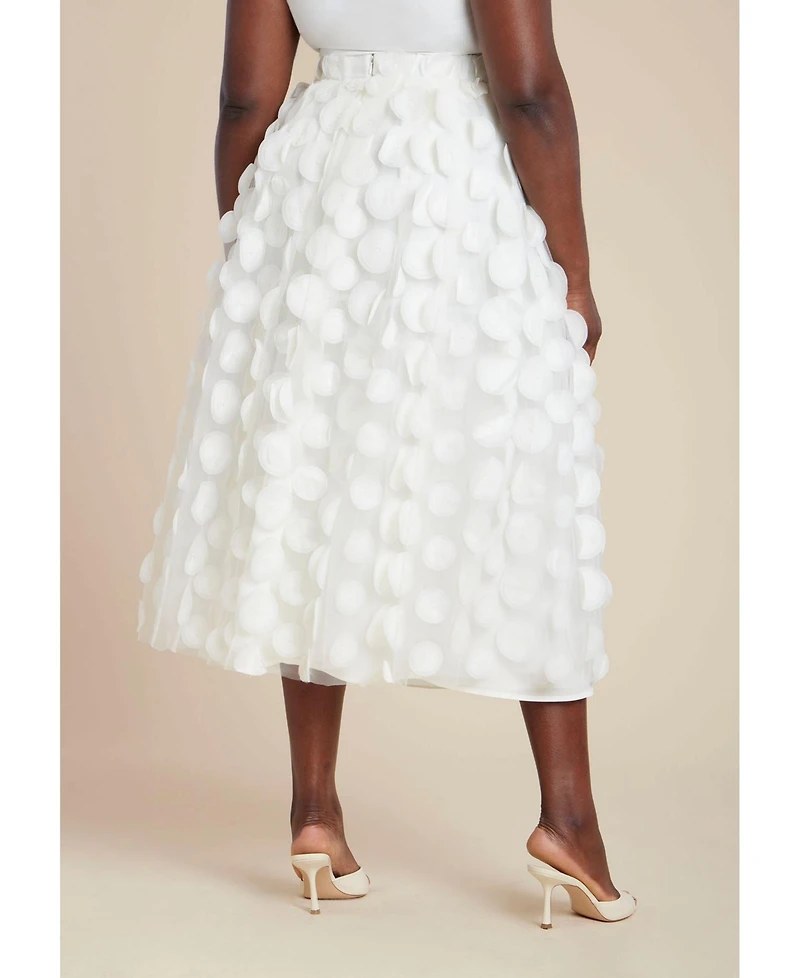 Eloquii Women's Plus Dimensional Dot Full Skirt