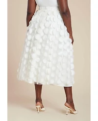 Eloquii Women's Plus Dimensional Dot Full Skirt