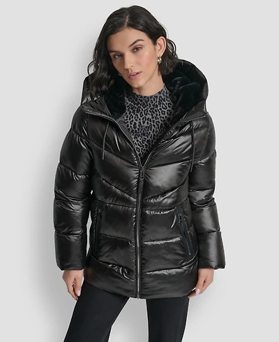 Dkny Women's Shine Hooded Puffer Coat