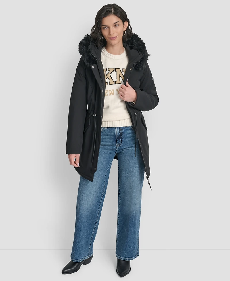 Dkny Women's Trim Hooded Anorak Puffer Coat