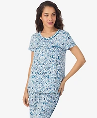 Cuddl Duds Women's Short Sleeve Cropped Pajama Set