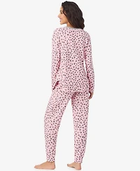 Cuddl Duds Women's Long Sleeve Crewneck Top and Jogger Pajama Set