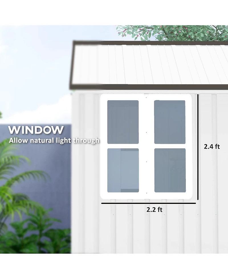 Outsunny 8' x 6' Metal Garden Storage Shed W/ Windows & Vents,