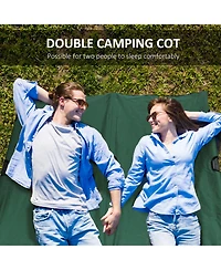 Outsunny 2 Person Camping Cot for Adults w/ Bag, Hunting Fishing Trip Bed,