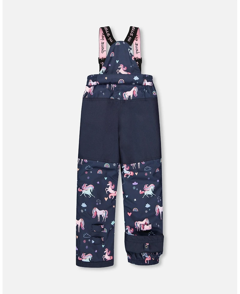 Deux par Big Girls Two-Piece Play Snowsuit Navy Unicorn Print