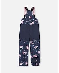 Deux par Big Girls Two-Piece Play Snowsuit Navy Unicorn Print