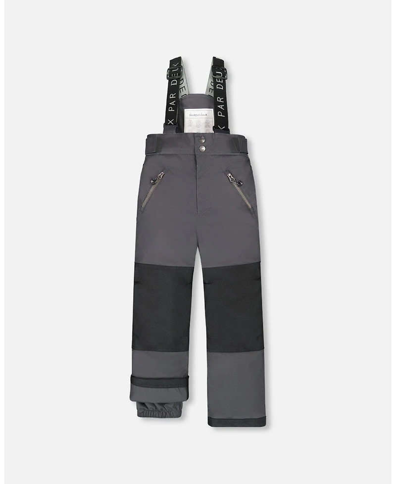 Deux par Kids Unisex Solid Play Snow Pants Dark Gray