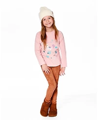 Deux par Girl Cotton T-Shirt Dusty Pink with Llama - Toddler|Child