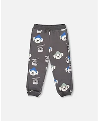 Deux par Boy Fleece Sweatpants Gray Dog Print - Child