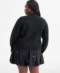 On 34th Trendy Plus Size Metallic Knit Jewel-Button Cardigan, Macy's Exclusive