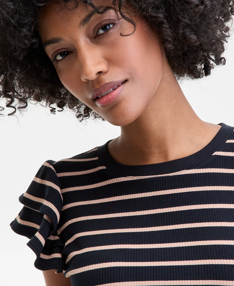 On 34th Women's Flutter-Sleeve Ribbed Top
