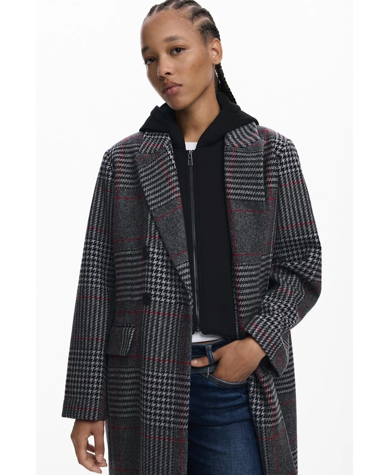 Desigual Women's Tartan coat with hood