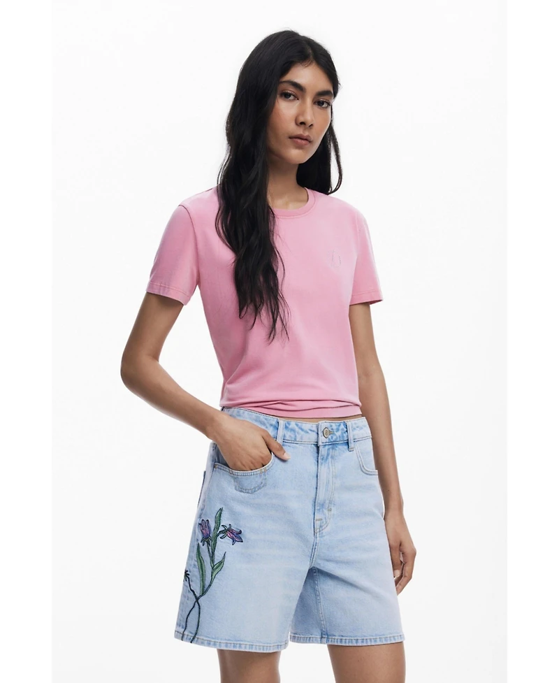 Desigual Women's Denim Bermuda flower