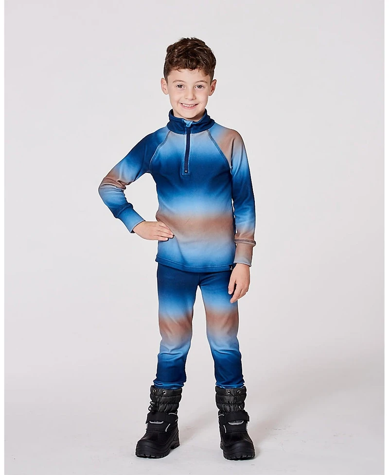 Deux par Boy Two-Piece Thermal Underwear Set Blue and Beige Gradient