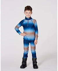 Deux par Boy Two-Piece Thermal Underwear Set Blue and Beige Gradient