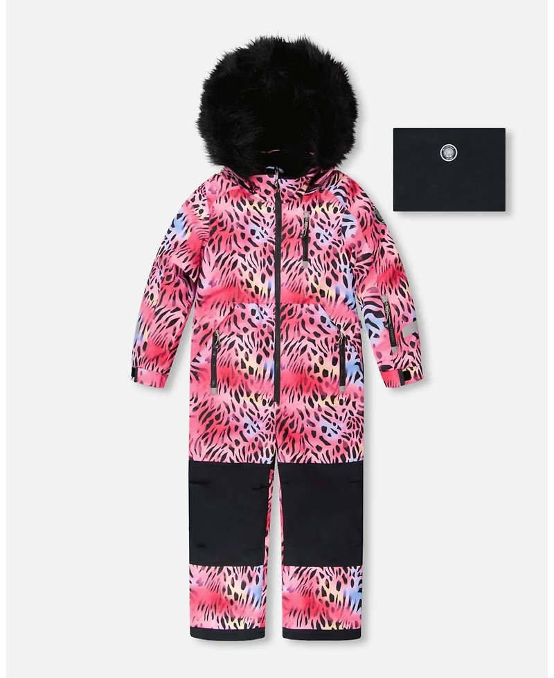 Deux par Big Girls One-Piece Play Snowsuit Multicolor Leopard and Zebra