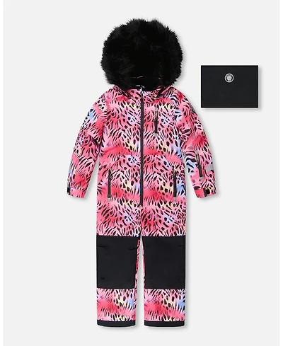 Deux par Big Girls One-Piece Play Snowsuit Multicolor Leopard and Zebra