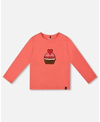 Deux par Girl Cotton T-Shirt Floral with Cupcake - Toddler|Child