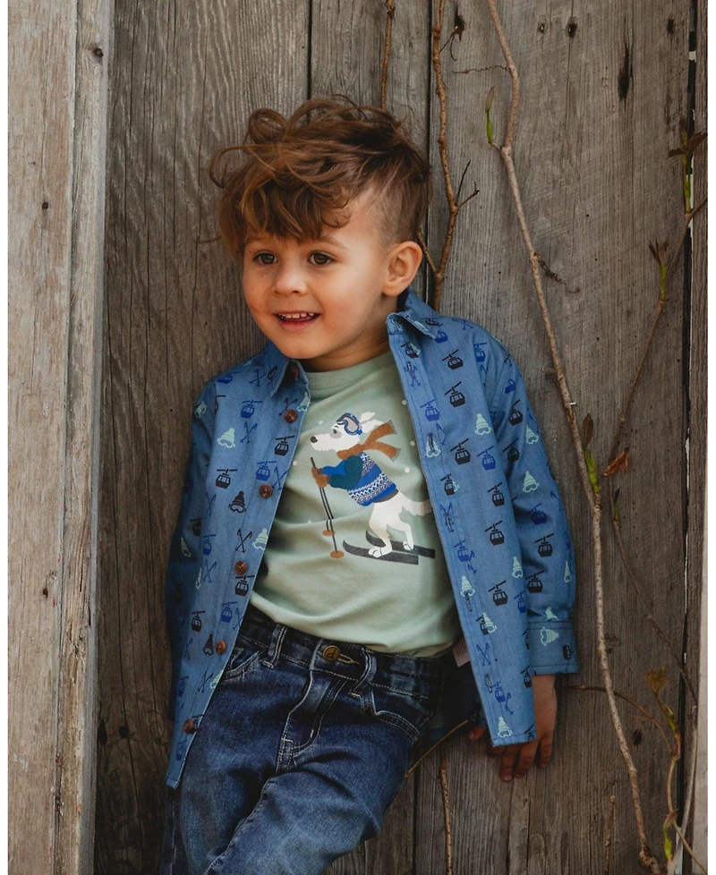 Deux par Boy Long Sleeve Cotton Jersey Tee Jade Green - Toddler|Child