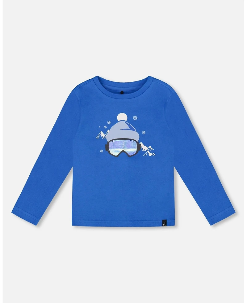 Deux par Boy Long Sleeve Cotton Jersey Tee Blue - Child