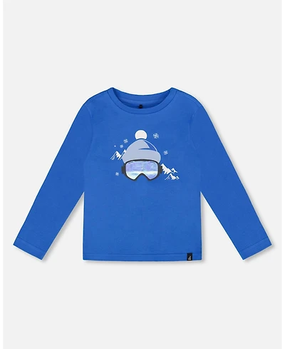 Deux par Boy Long Sleeve Cotton Jersey Tee Blue - Child