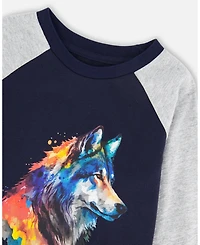 Deux par Boy Long Raglan Sleeve Jersey Tee Navy Blue - Child