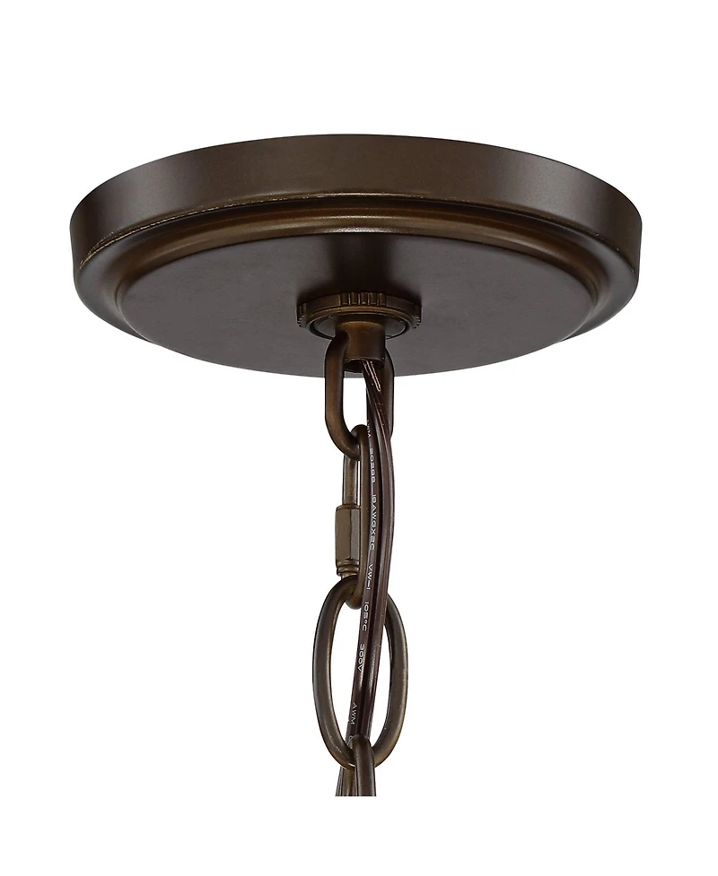Franklin Iron Works Edinger Oil Rubbed Bronze Pendant Chandelier 20" Wide Rustic Clear Waterglass Textured Shade 4-Light Fixture for Dining Room